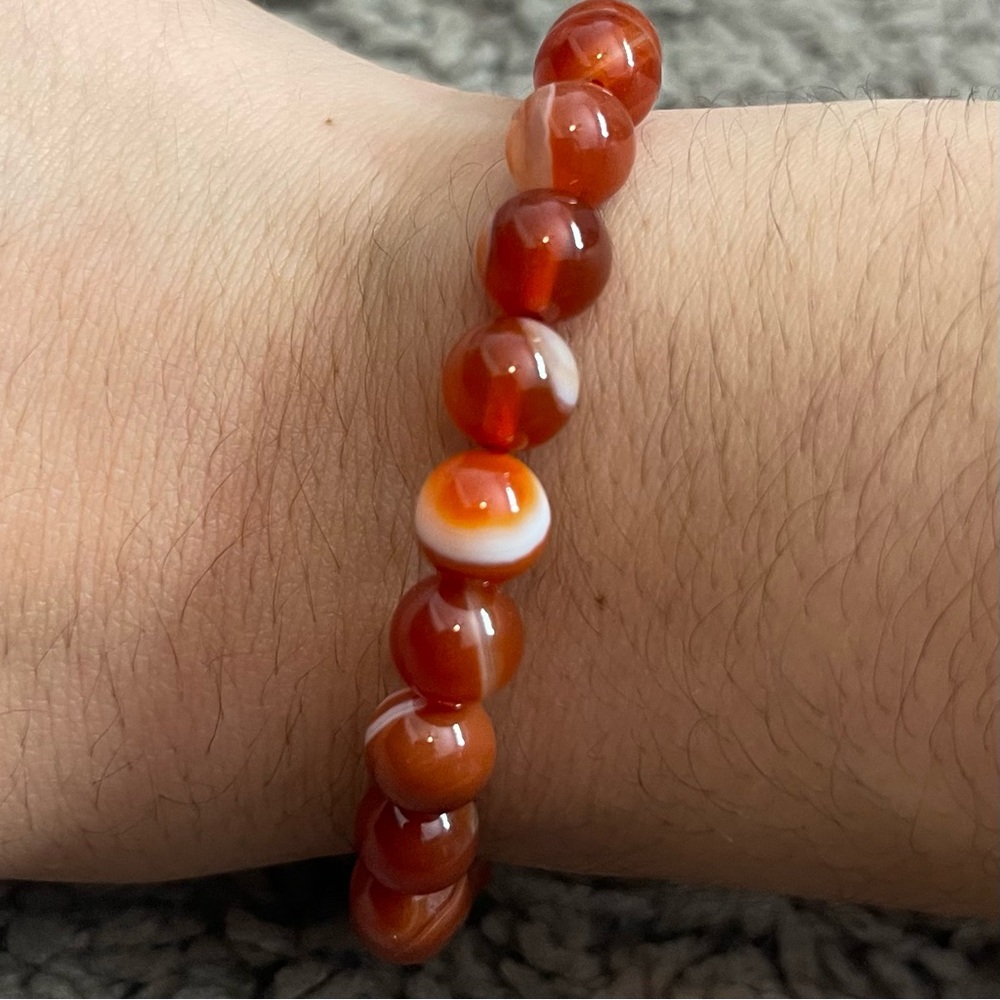 Natural Carnelian Gemstone Bracelet – Grade A Polished Beads